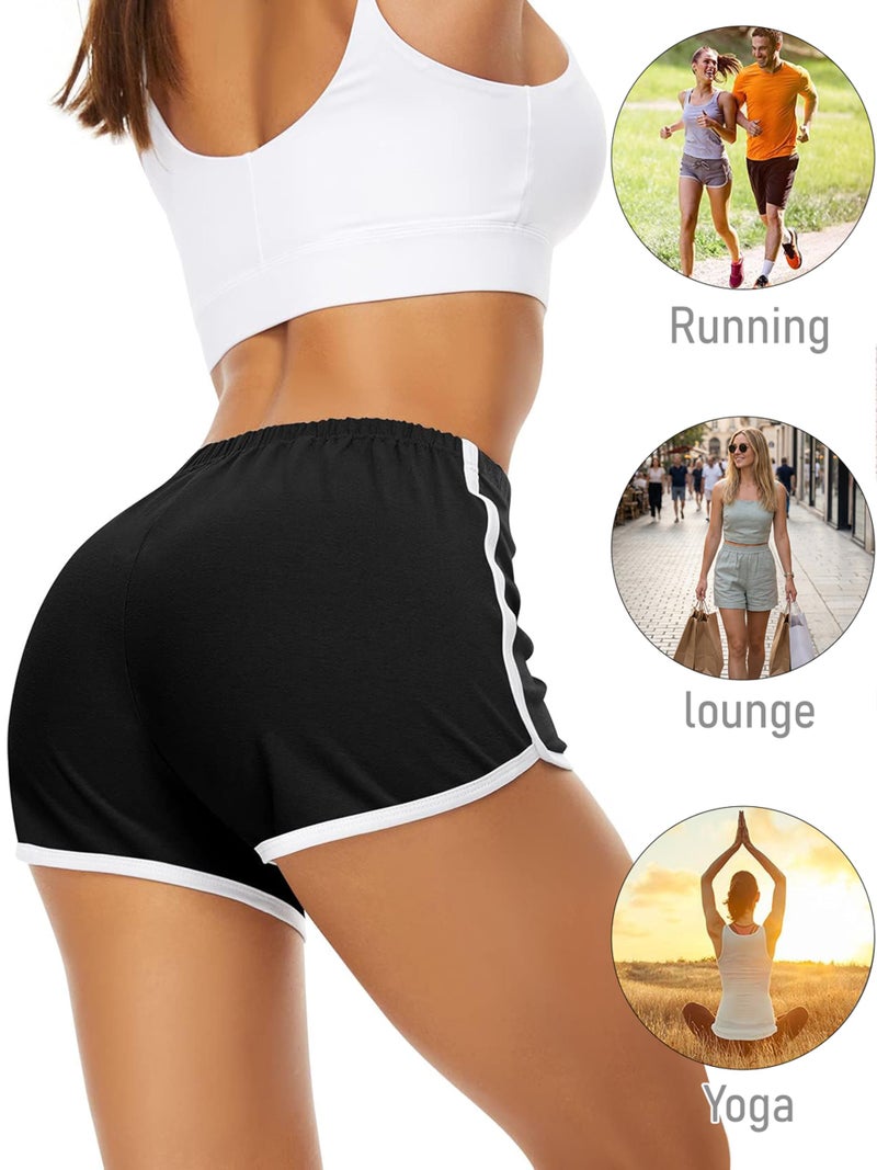 URATOT Women's Cotton Shorts Gym Shorts Yoga Shorts Summer Running Active Shorts Dance, Pack of 2 Black, Army Green - Image 5